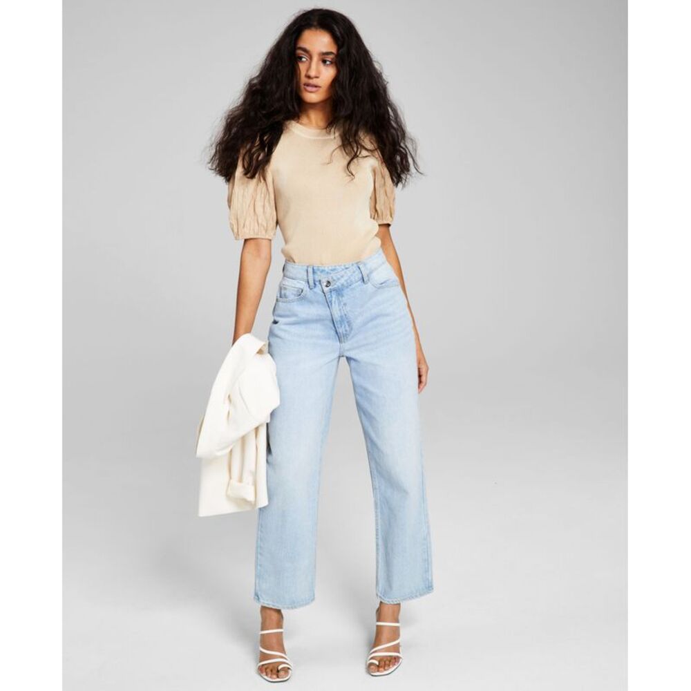 And Now This Now This Womens Puff Sleeve Knit Top